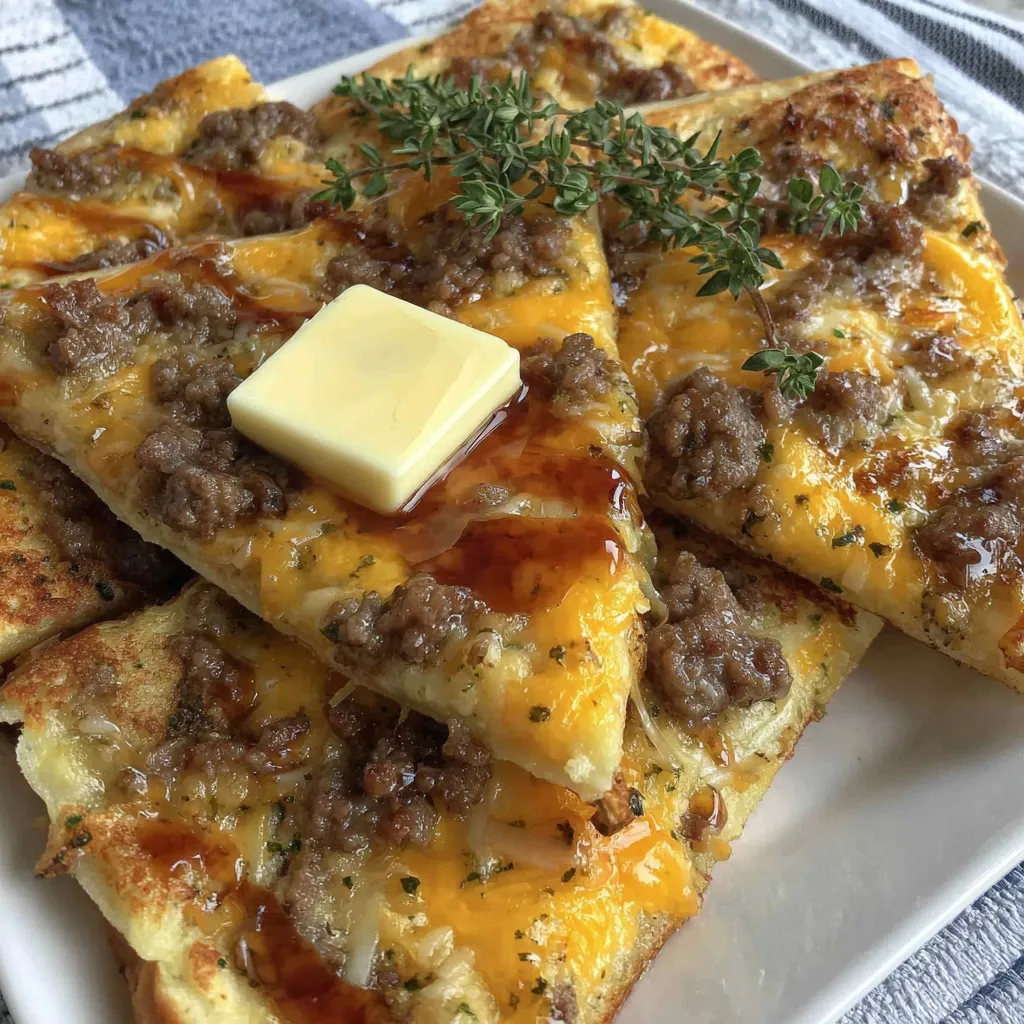 A plate of sausage cheese pancakes.