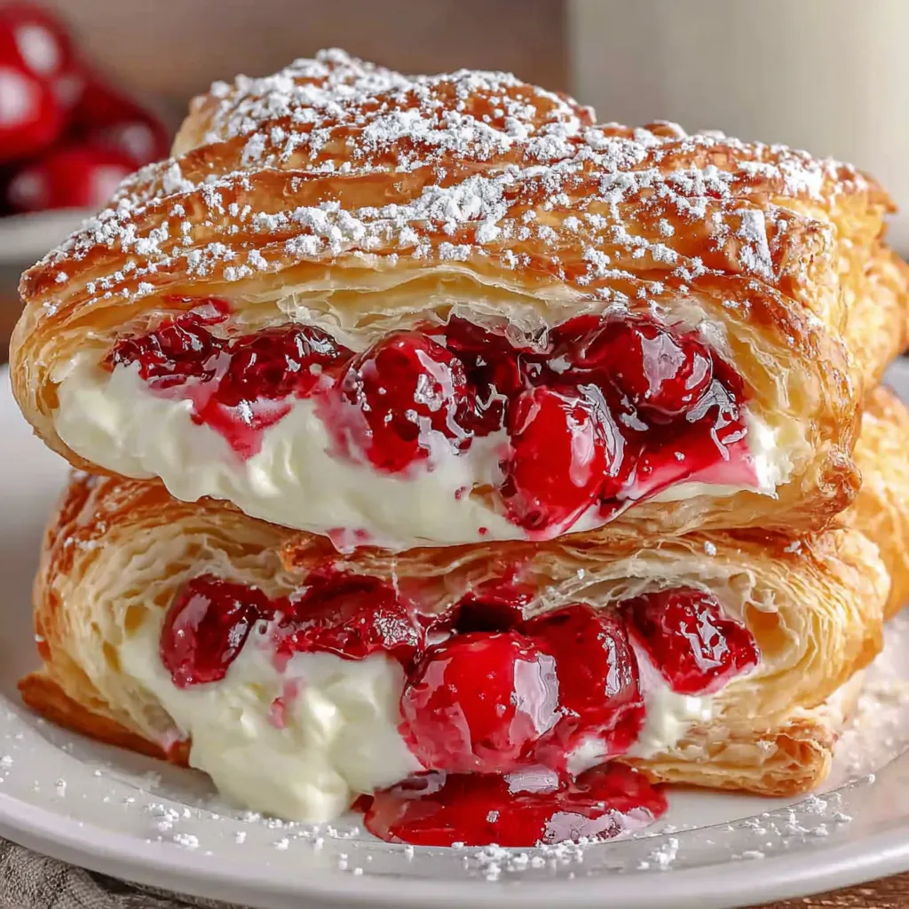 A close up of a braided cherry danish.