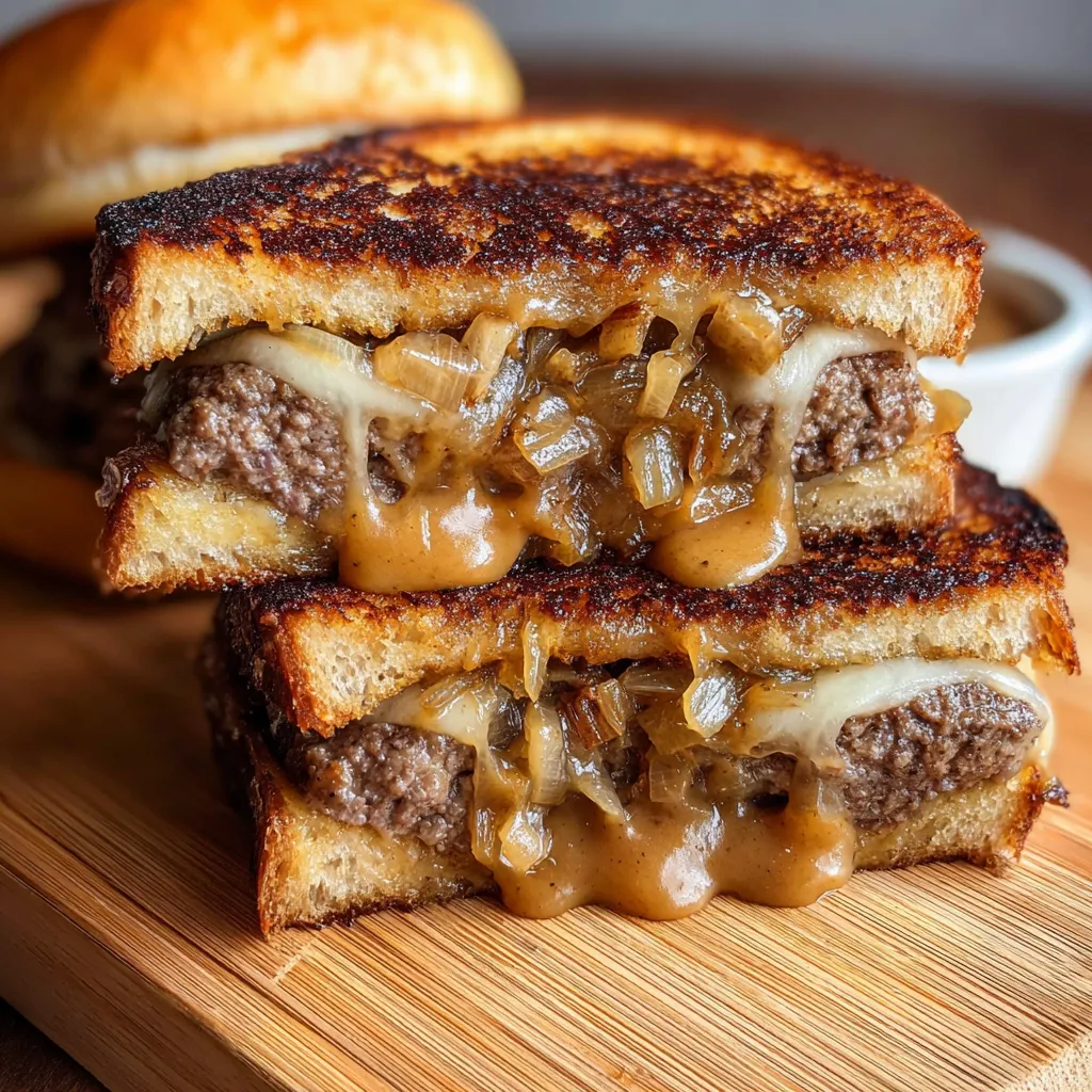 A close up of a sandwich with onions and sauce.