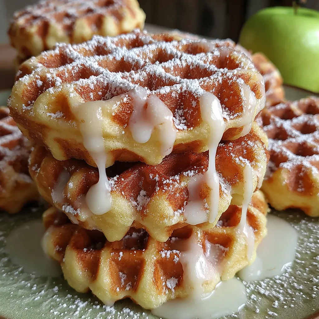 A stack of mini apple fritter waffle donuts.