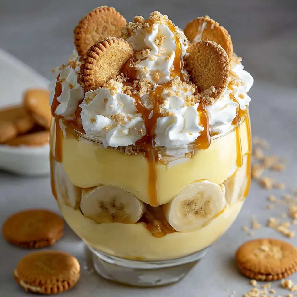 Banana pudding cups with cookies.