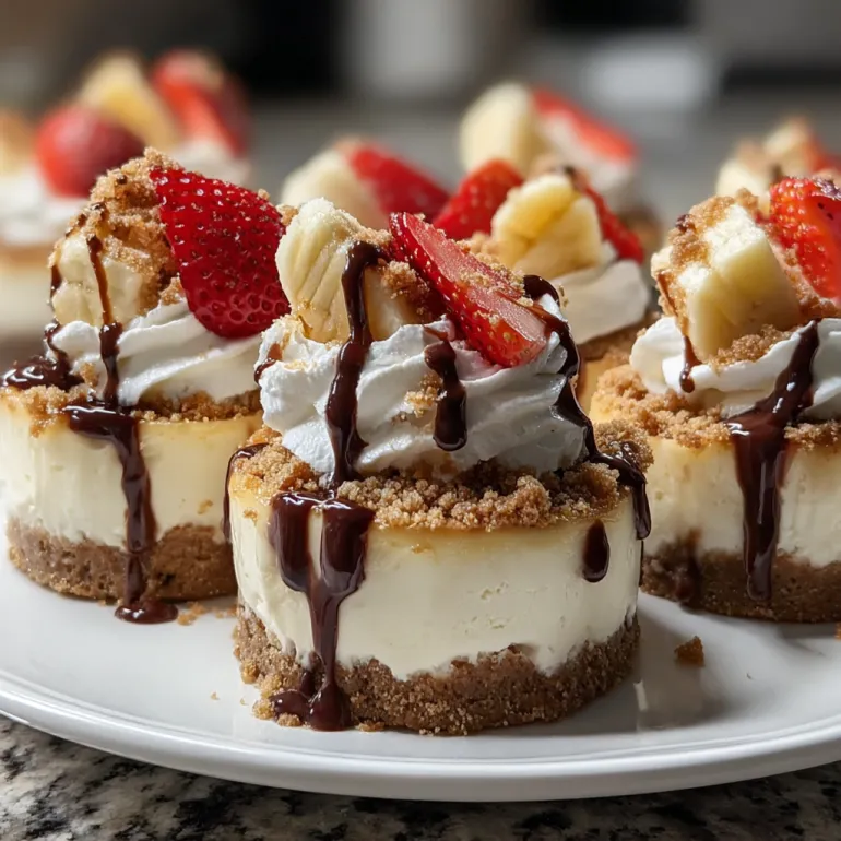 Three desserts with bananas and strawberries.