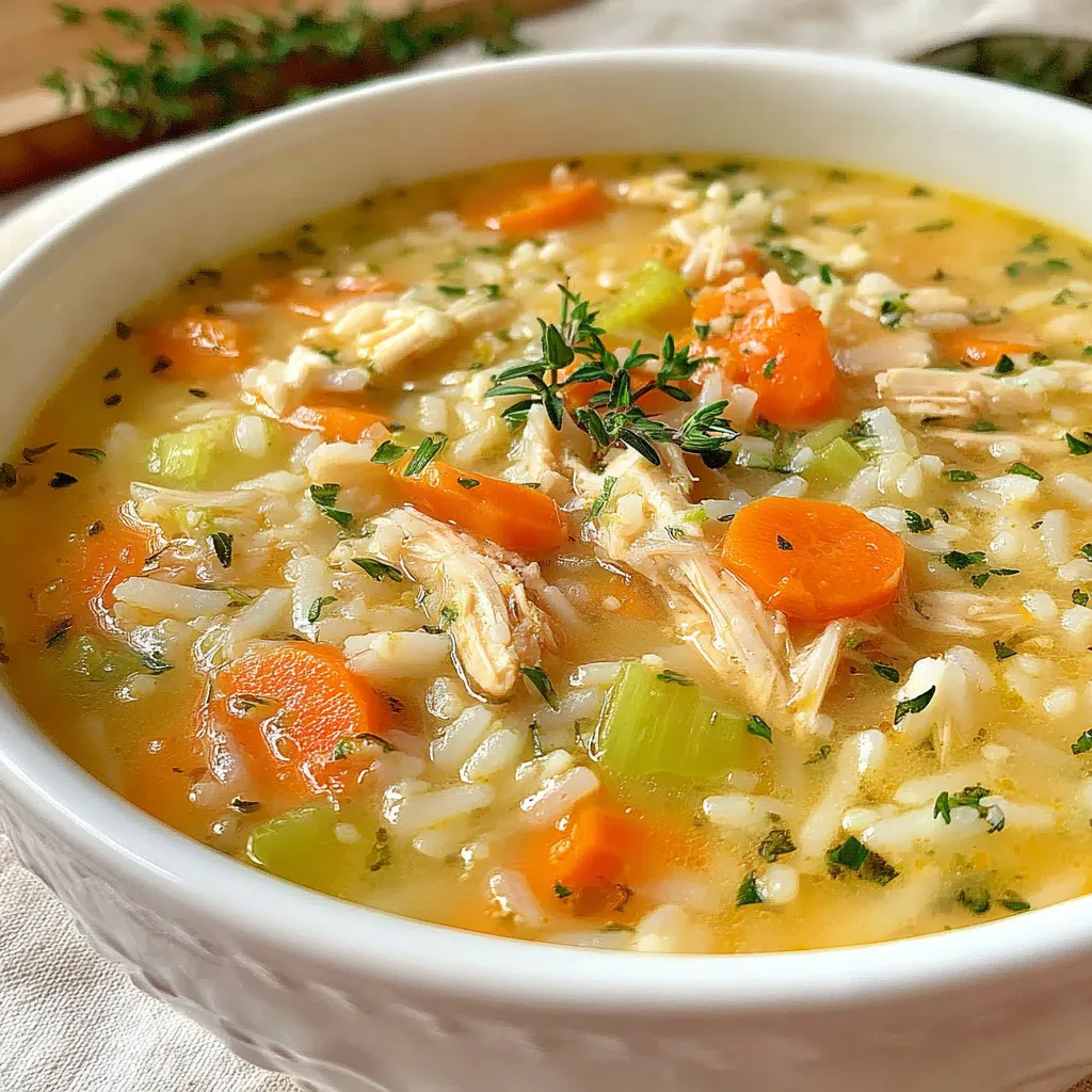 A bowl of soup with rice and carrots.