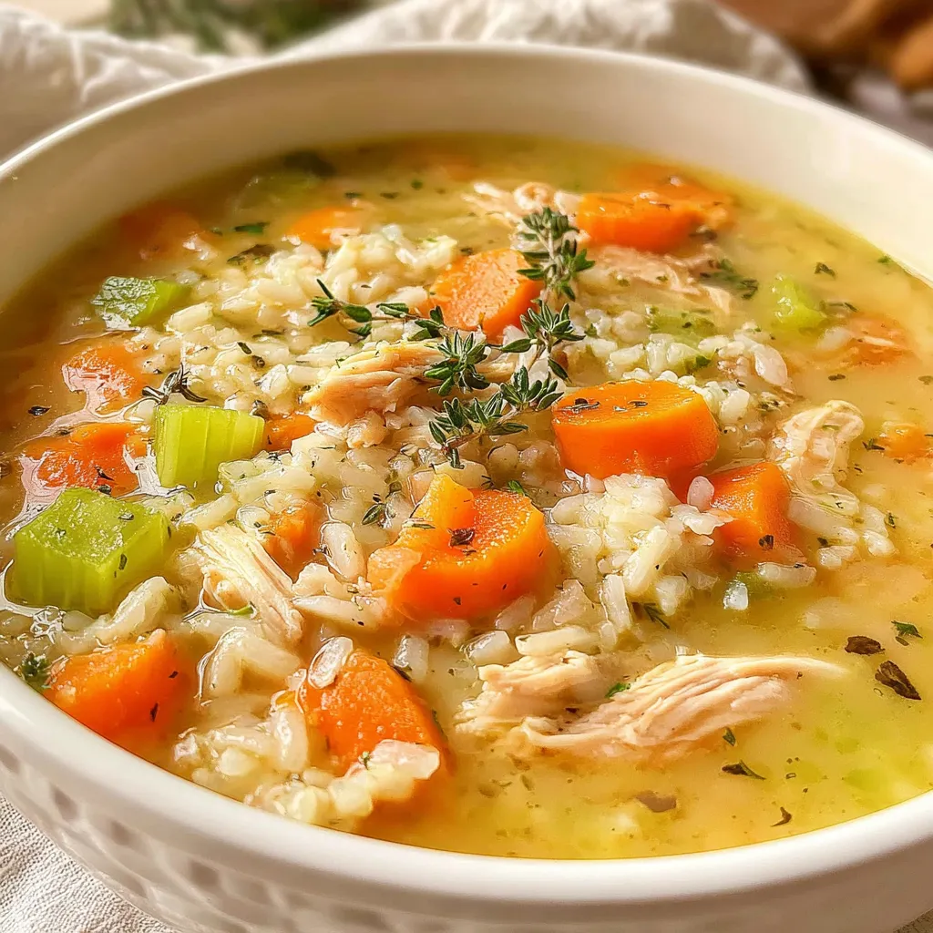 A bowl of soup with rice and carrots.