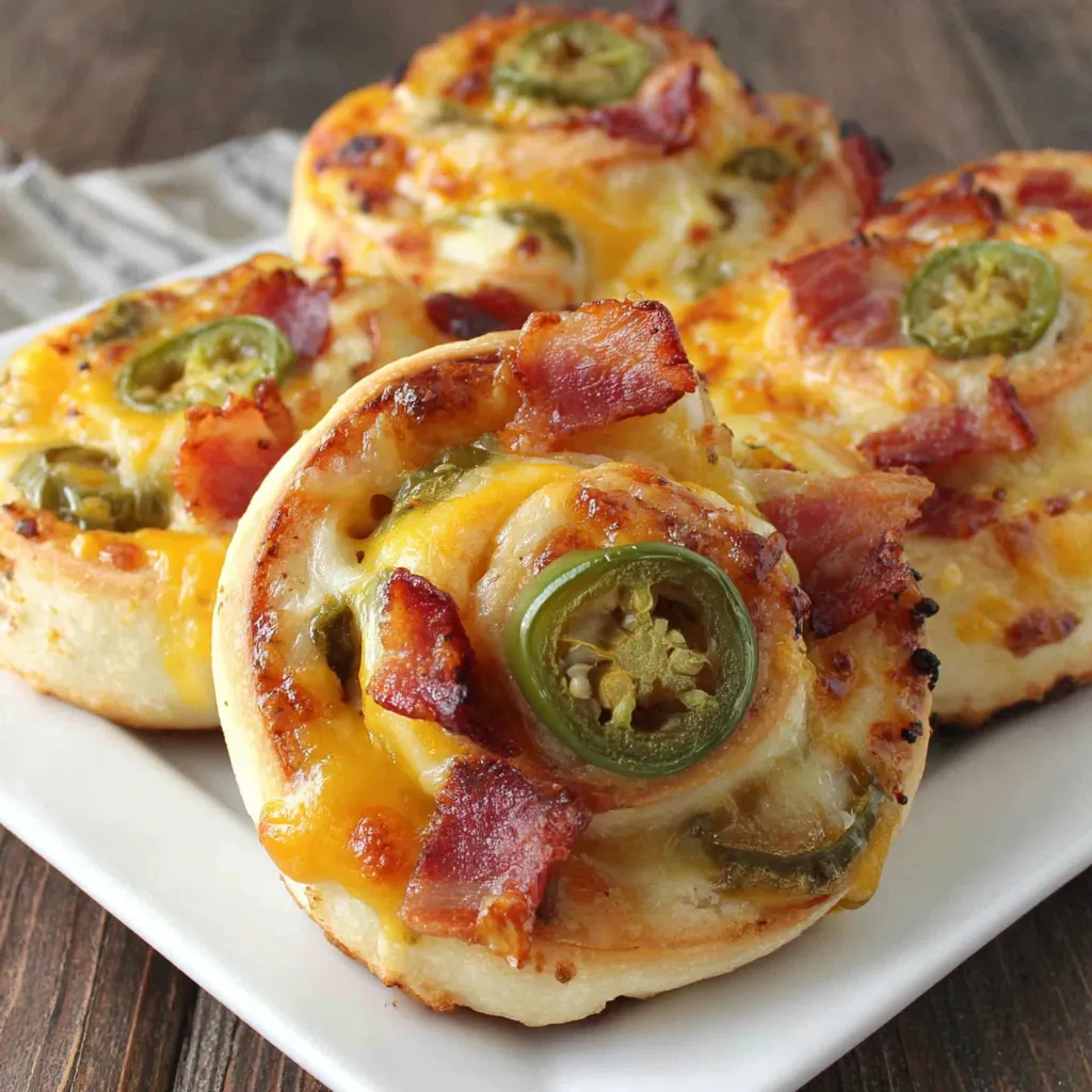 Spicy Bacon Cheese Pinwheels.