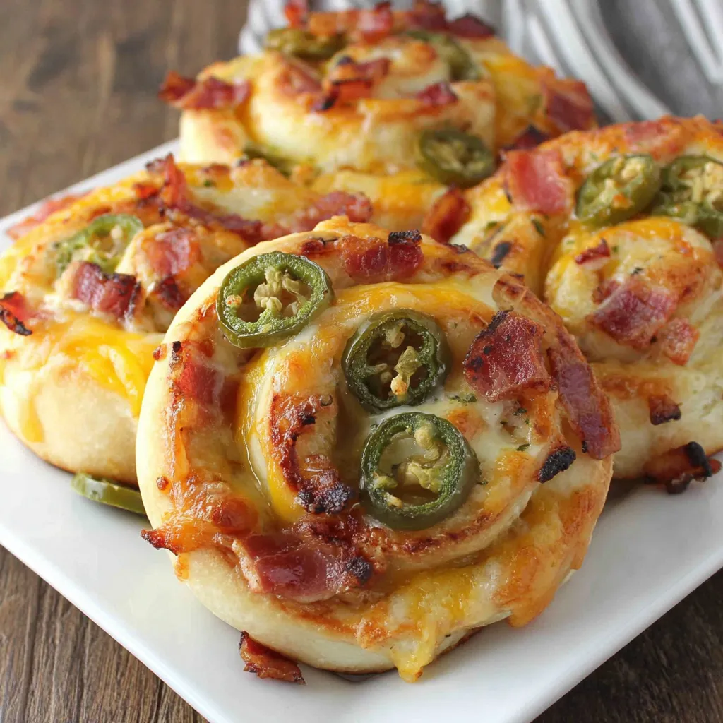 Spicy Bacon Cheese Pinwheels.