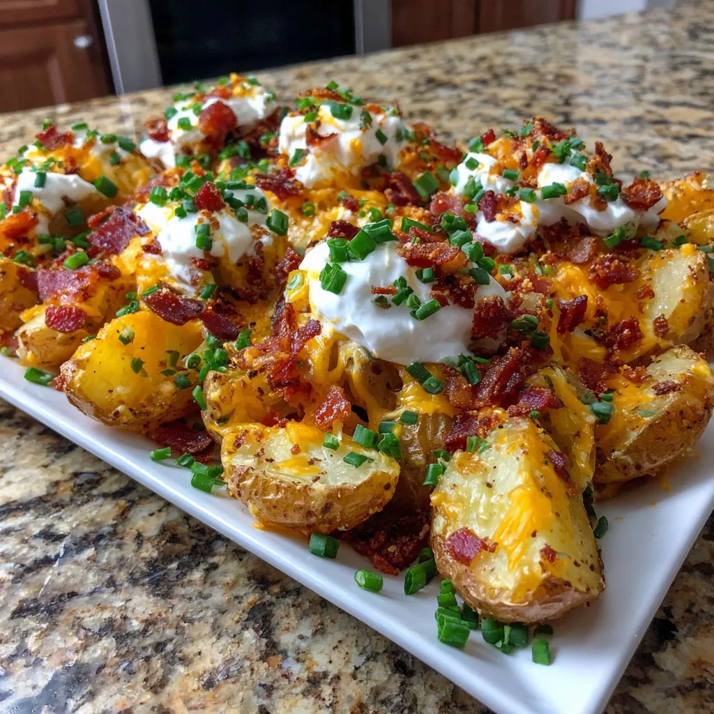 A plate of food with bacon and cheese on top.