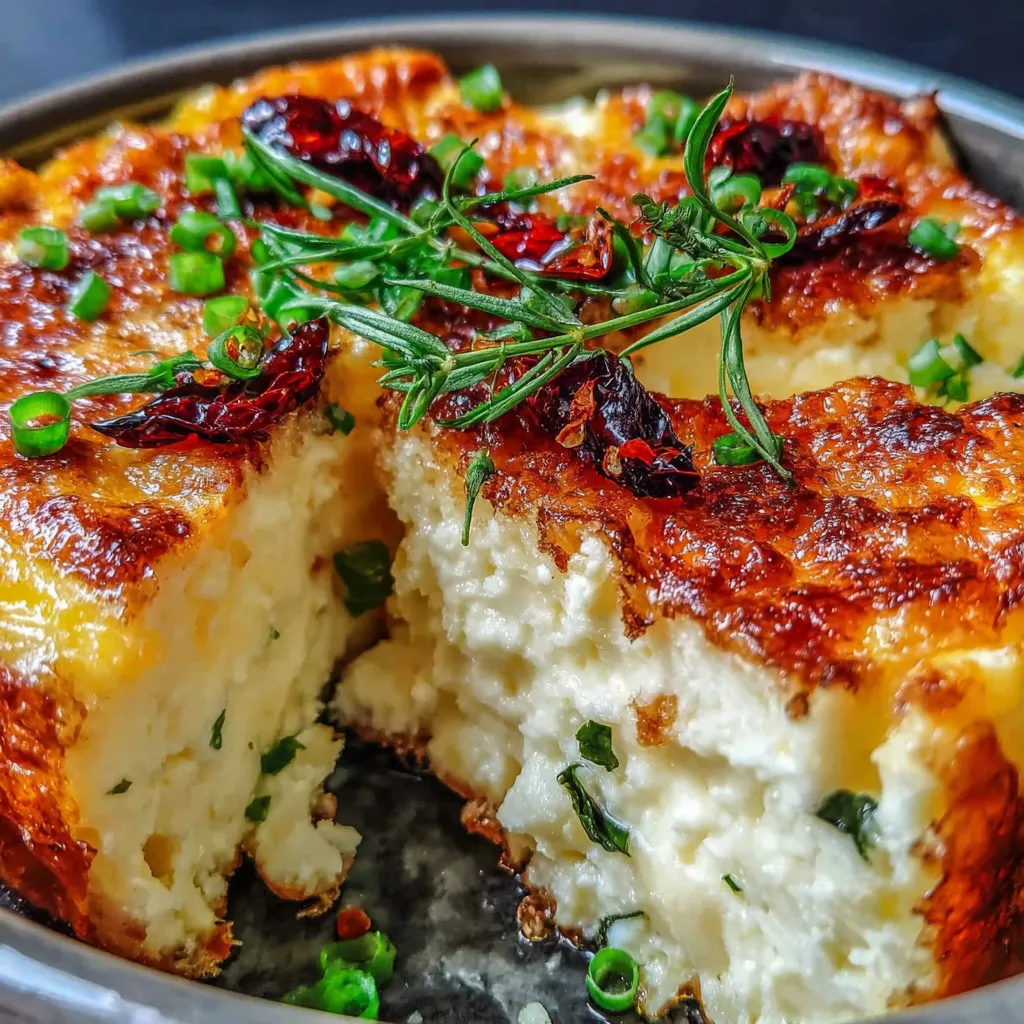 A slice of baked cottage cheese eggs.