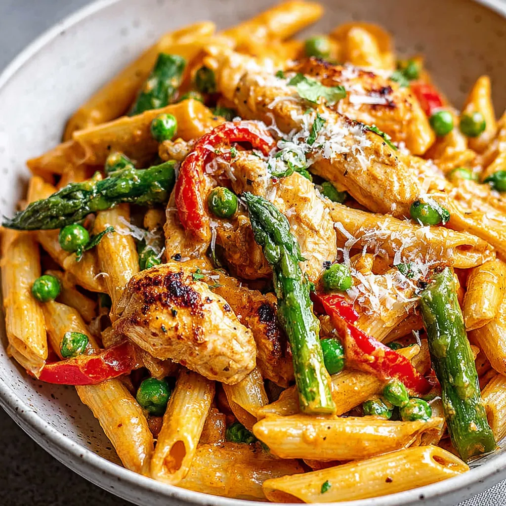 A bowl of spicy chicken chipotle pasta.