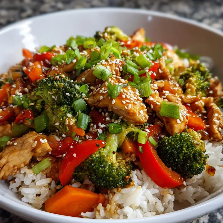 A bowl of Teriyaki Chicken Casserole.