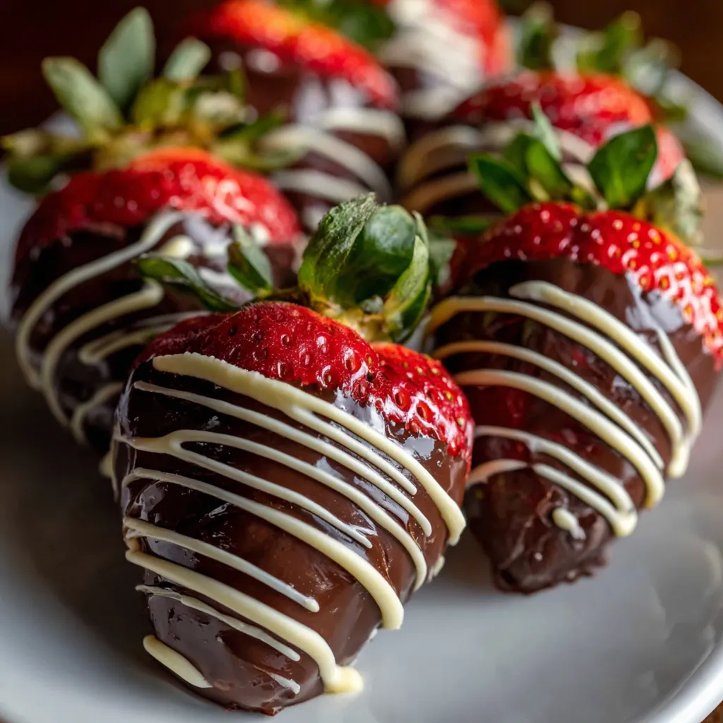 A plate of chocolate covered strawberries.