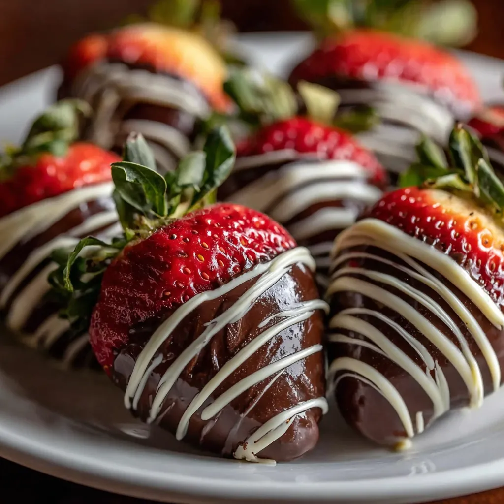 A plate of chocolate covered strawberries.