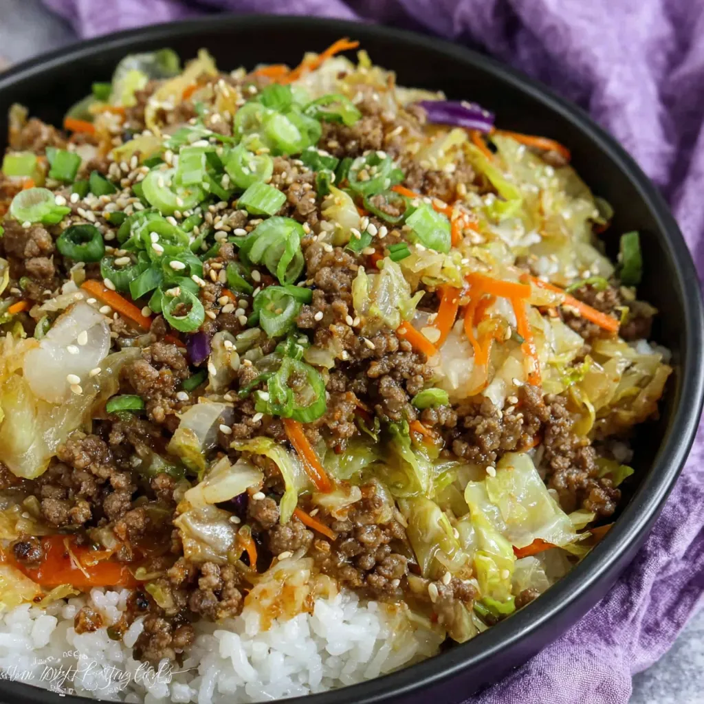 A bowl of food with meat and vegetables.