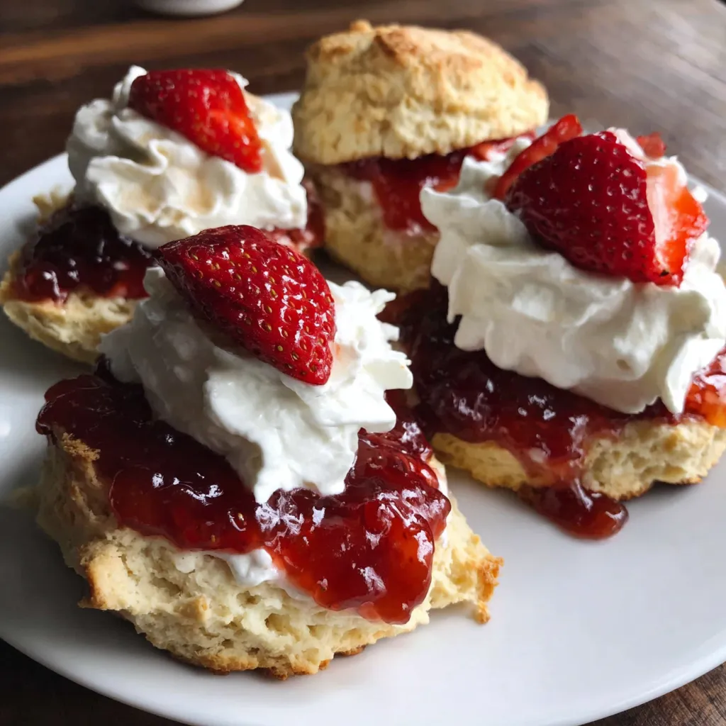 A plate of food with strawberries and whipped cream.
