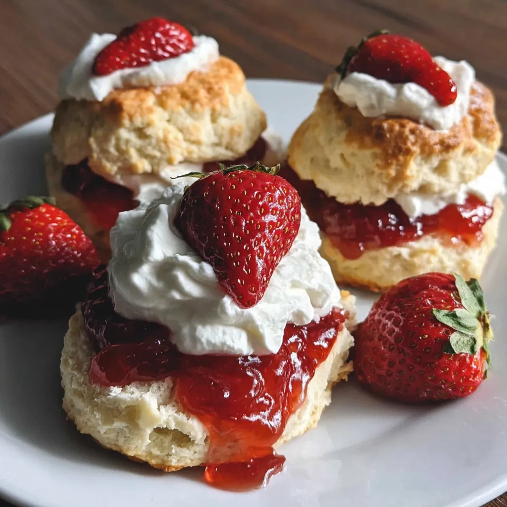 A plate of food with strawberries and whipped cream.