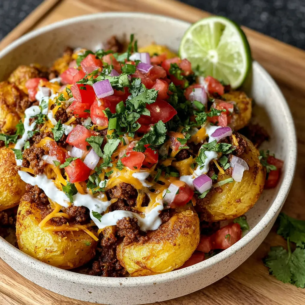 A bowl of loaded fiesta potato bowls.
