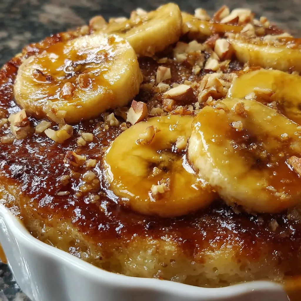 A close up of a Bananas Foster Cobbler.