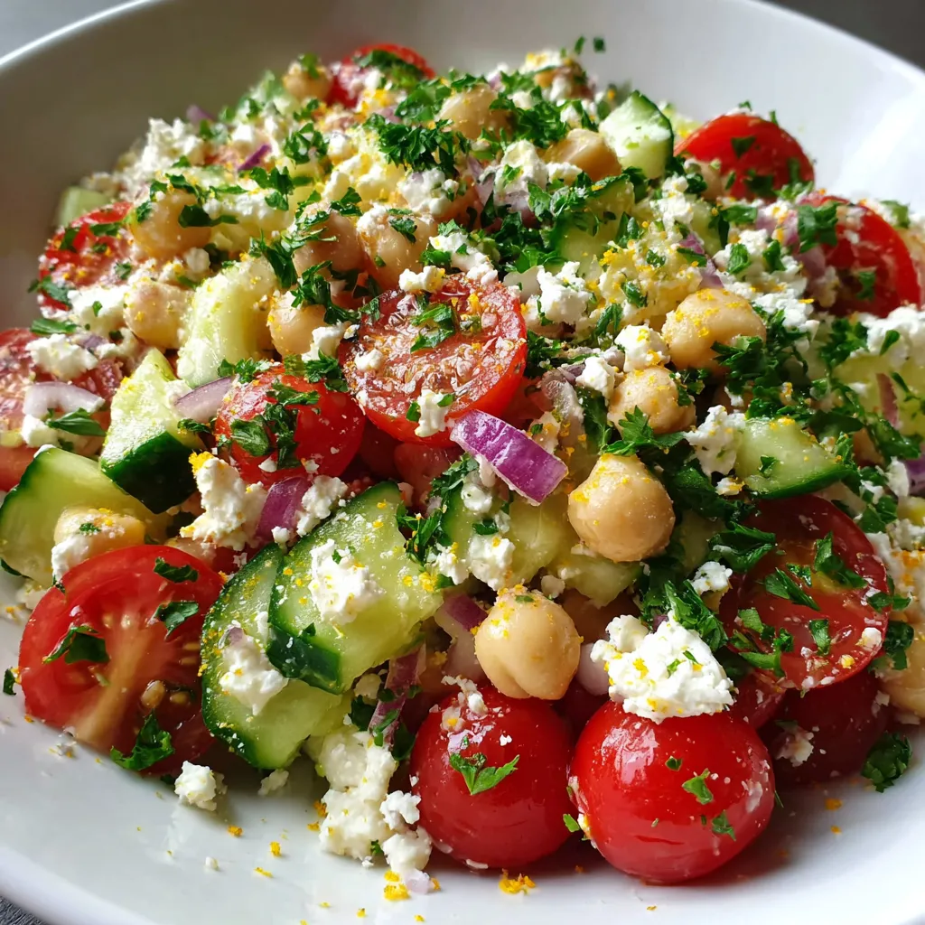 A bowl of cottage cheese and chickpeas salad.