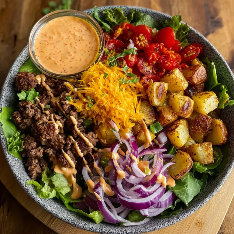 A bowl of food with a variety of ingredients.