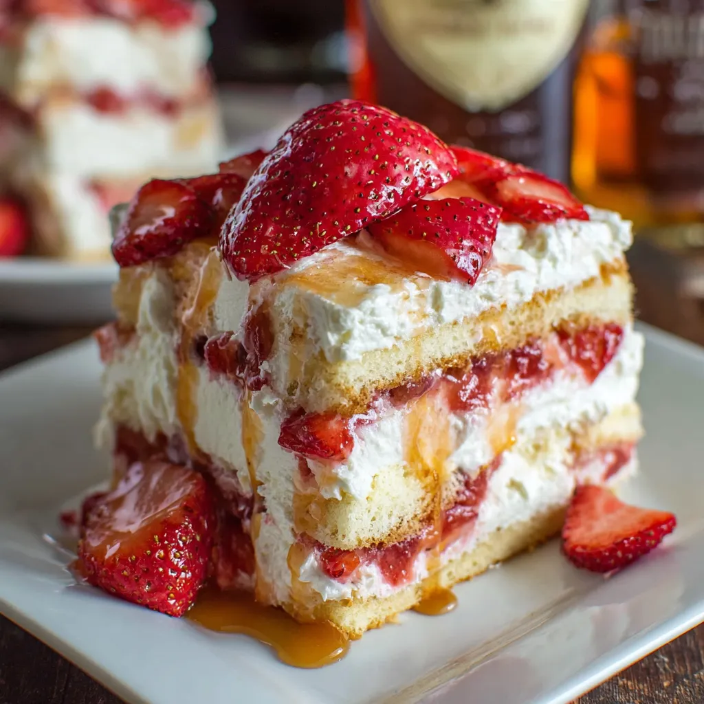 A slice of strawberry tiramisu.