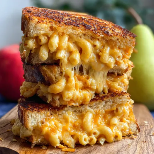A grilled mac and cheese sandwich.