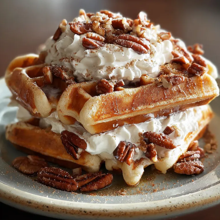 Maple Pecan Cream Cheese Waffles.