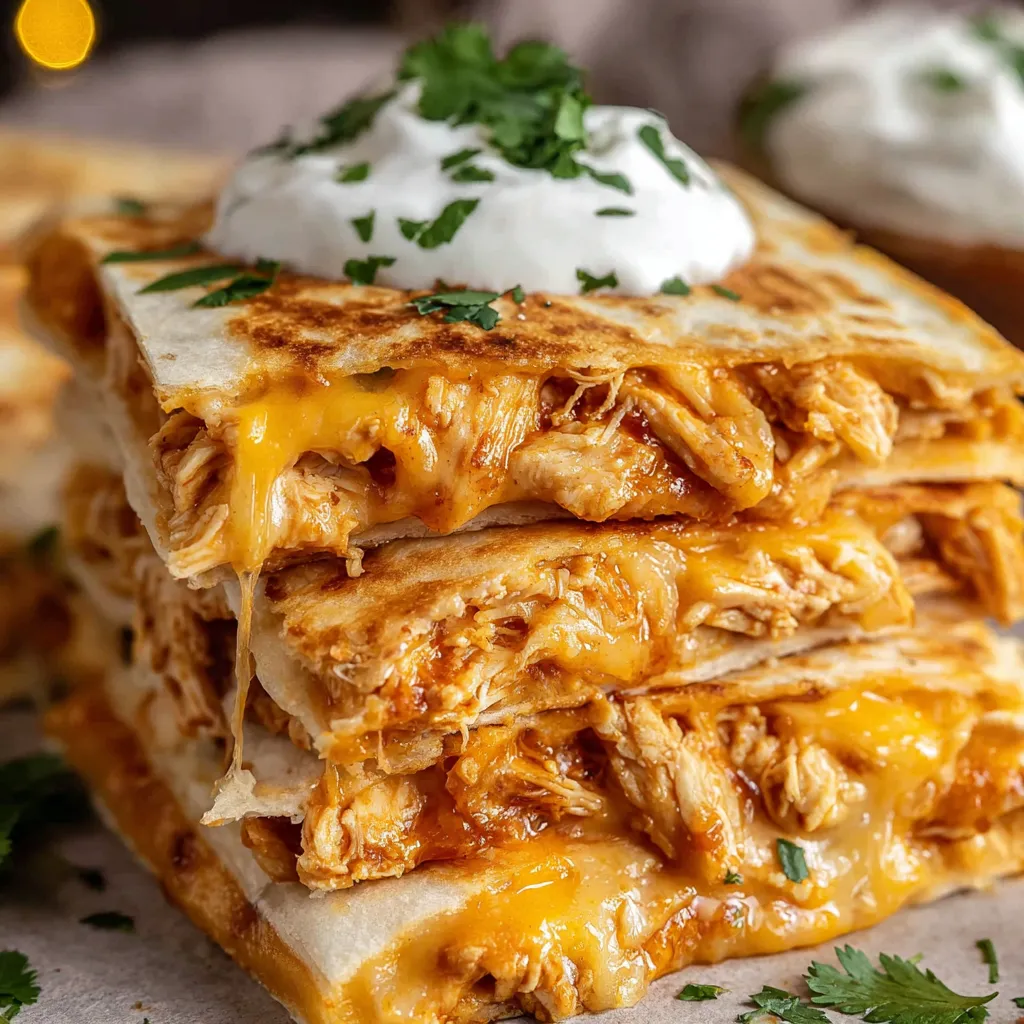 A stack of chicken quesadillas.