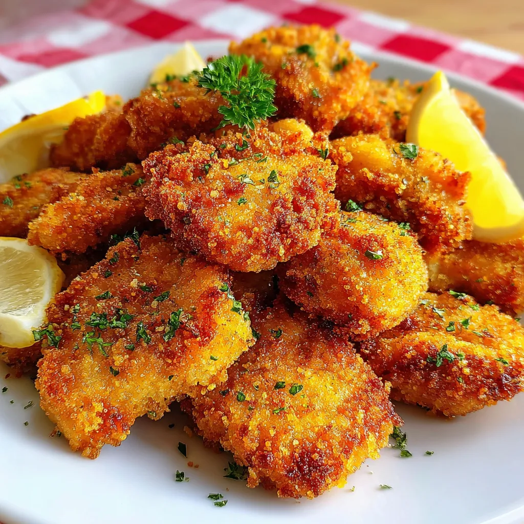 Fried catfish nuggets on a plate.