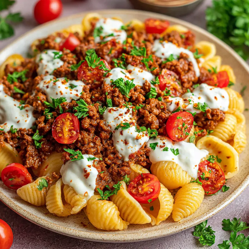 A plate of pasta with tomatoes and cheese.