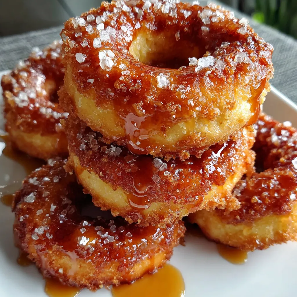 A stack of baked apple donuts.