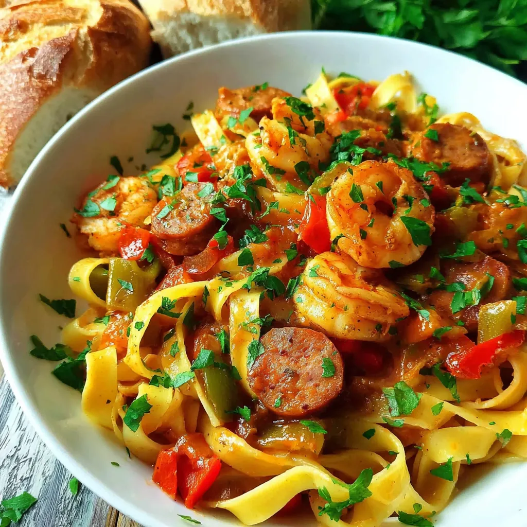 A bowl of Cajun Jambalaya Pasta.