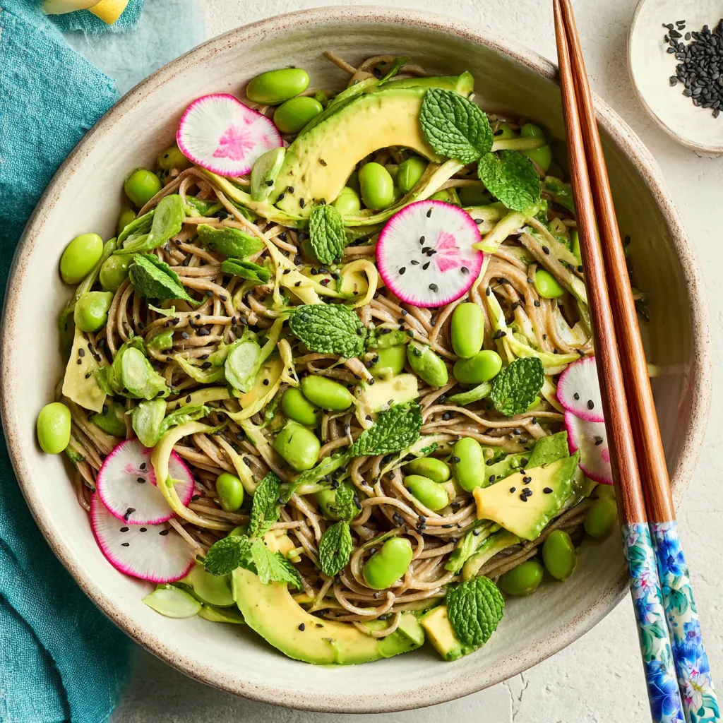 A bowl of noodles with vegetables and a spoon.