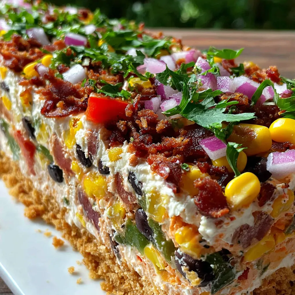 A slice of Cowboy Caviar Jalapeño Popper Cheese Log.