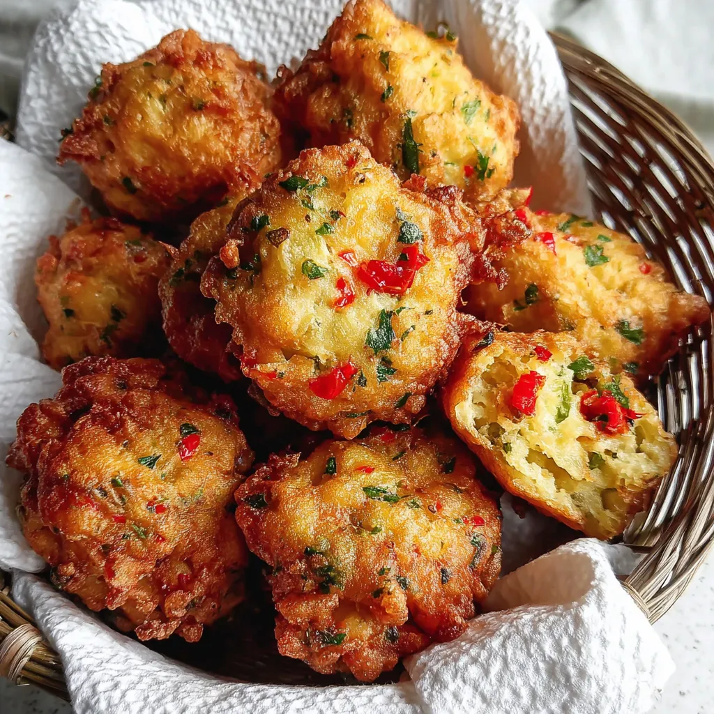 A basket of crispy saltfish fritters.