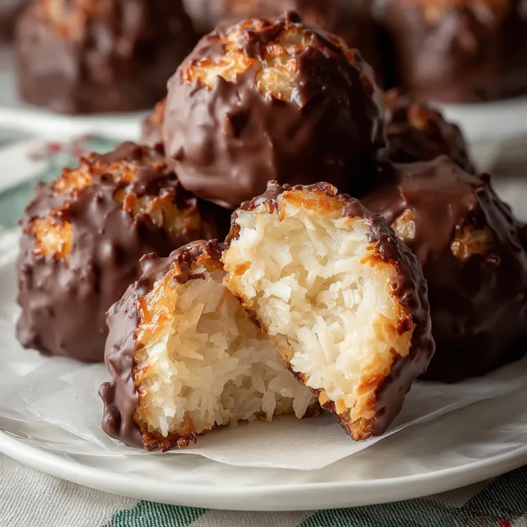 Chocolate Coconut Cream Balls on a plate.