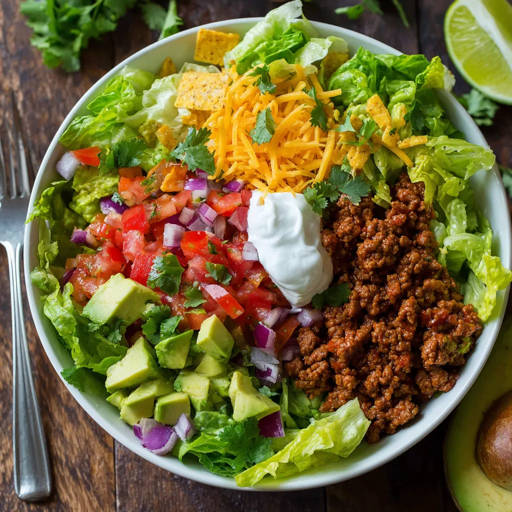 A bowl of appetizing taco salad.