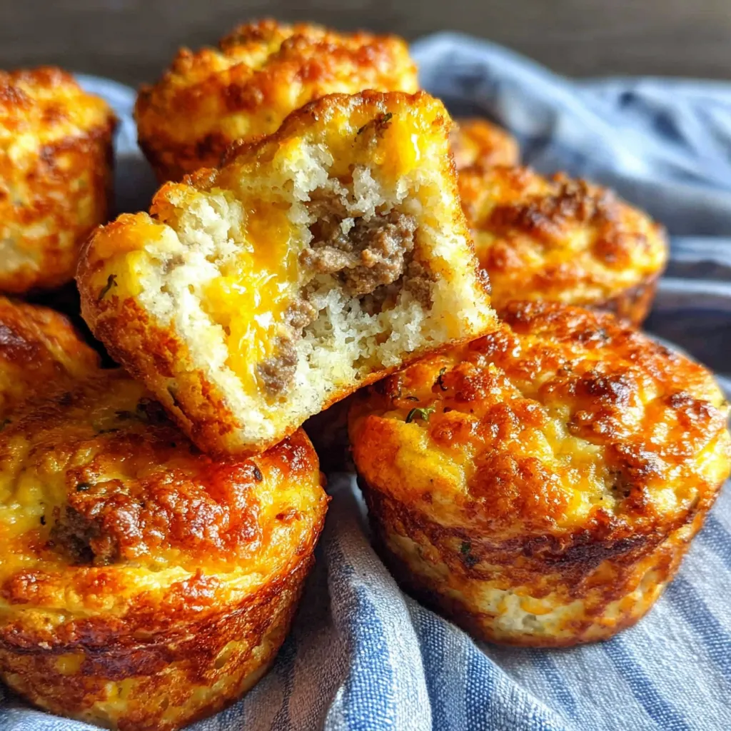 Sausage, egg and cheese breakfast muffins with grits.