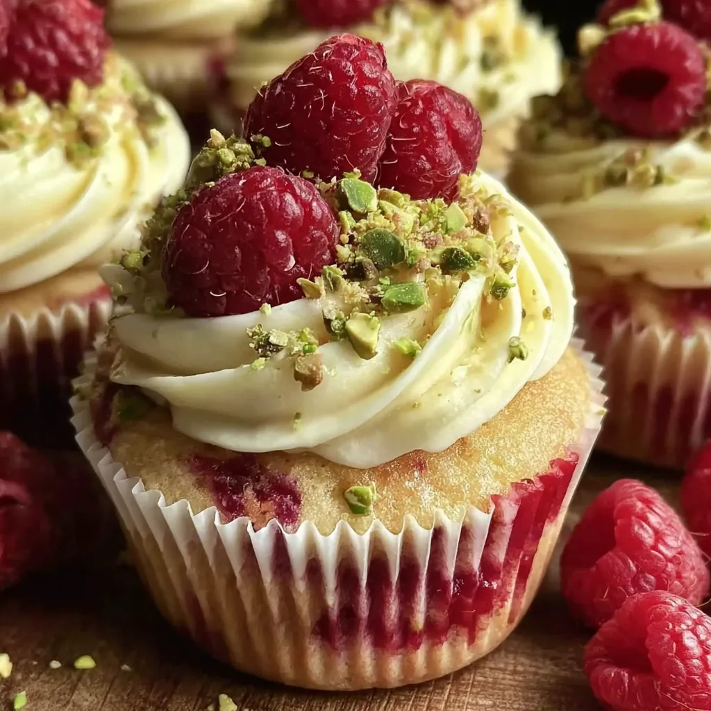 A cupcake with raspberry filling and a white frosting.