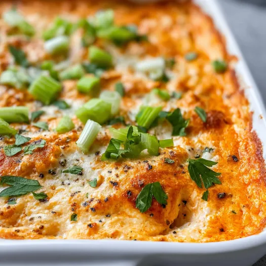 A dish of food with a green topping.