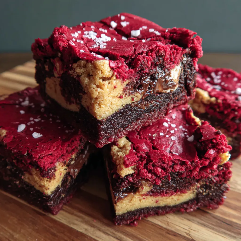 Red velvet brownies with chocolate chips.