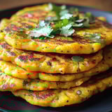 A colorful stack of lentil pancakes ready to eat.