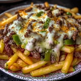 A plate of Philly Steak Cheese Fries.