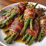 Green beans wrapped in bacon.