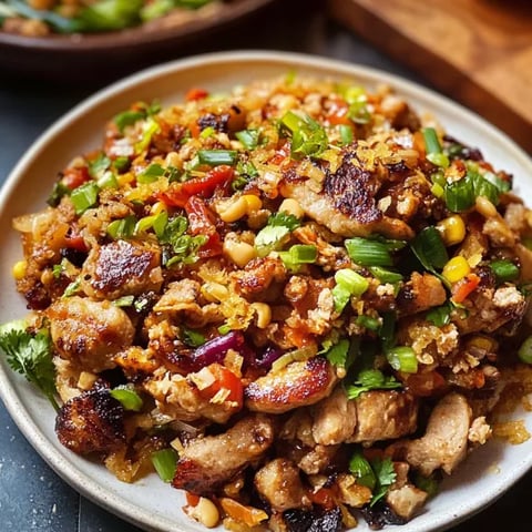 A bowl of food with a variety of ingredients.