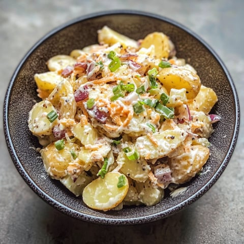 A plate of super simple potato salad.