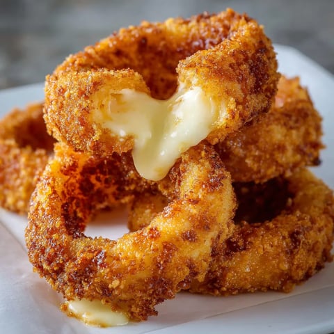 Cheesy onion rings mozzarella.