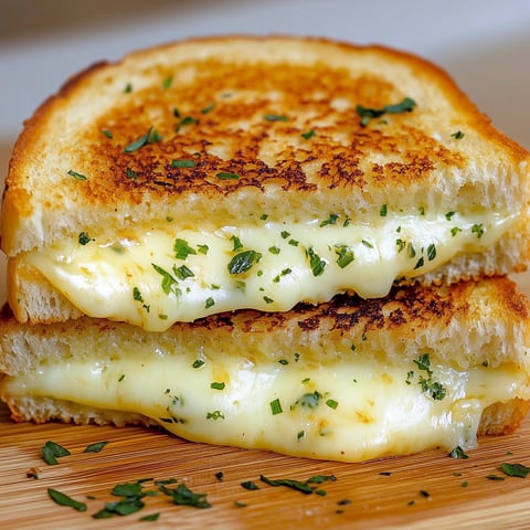 A grilled cheese sandwich with garlic bread.